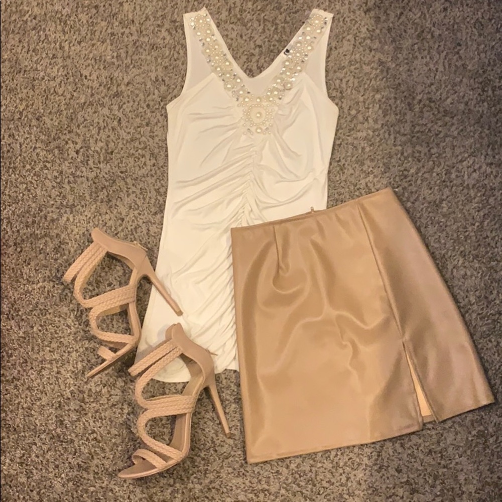 White beaded tank top